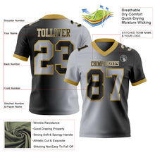 Load image into Gallery viewer, Custom Black Gray-Old Gold Mesh Authentic Gradient Fashion Football Jersey