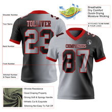 Load image into Gallery viewer, Custom Black Gray-Red Mesh Authentic Gradient Fashion Football Jersey