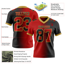 Load image into Gallery viewer, Custom Black Red-Old Gold Mesh Authentic Gradient Fashion Football Jersey