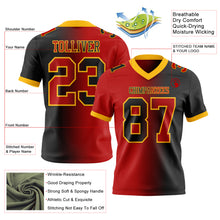 Load image into Gallery viewer, Custom Black Red-Gold Mesh Authentic Gradient Fashion Football Jersey