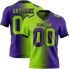 Load image into Gallery viewer, Custom Purple Neon Green-Black Mesh Authentic Gradient Fashion Football Jersey