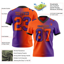 Load image into Gallery viewer, Custom Purple Orange-Black Mesh Authentic Gradient Fashion Football Jersey