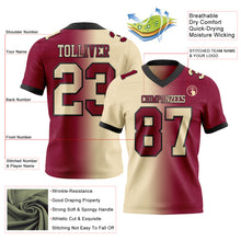 Load image into Gallery viewer, Custom Maroon Cream-Black Mesh Authentic Gradient Fashion Football Jersey
