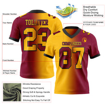 Load image into Gallery viewer, Custom Maroon Gold-Black Mesh Authentic Gradient Fashion Football Jersey