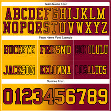 Load image into Gallery viewer, Custom Maroon Gold-Black Mesh Authentic Gradient Fashion Football Jersey