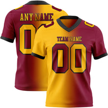 Load image into Gallery viewer, Custom Maroon Gold-Black Mesh Authentic Gradient Fashion Football Jersey