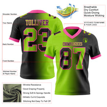 Load image into Gallery viewer, Custom Black Neon Green-Pink Mesh Authentic Gradient Fashion Football Jersey