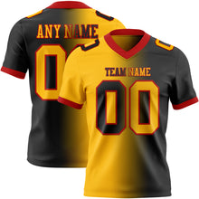 Load image into Gallery viewer, Custom Black Gold-Red Mesh Authentic Gradient Fashion Football Jersey