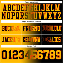 Load image into Gallery viewer, Custom Black Gold-Orange Mesh Authentic Gradient Fashion Football Jersey