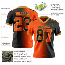 Load image into Gallery viewer, Custom Black Orange-Old Gold Mesh Authentic Gradient Fashion Football Jersey