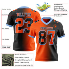 Load image into Gallery viewer, Custom Black Orange-Light Blue Mesh Authentic Gradient Fashion Football Jersey