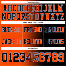 Load image into Gallery viewer, Custom Black Orange-Light Blue Mesh Authentic Gradient Fashion Football Jersey