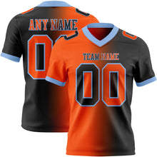 Load image into Gallery viewer, Custom Black Orange-Light Blue Mesh Authentic Gradient Fashion Football Jersey