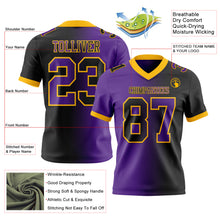 Load image into Gallery viewer, Custom Black Purple-Gold Mesh Authentic Gradient Fashion Football Jersey