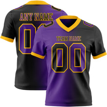 Load image into Gallery viewer, Custom Black Purple-Gold Mesh Authentic Gradient Fashion Football Jersey