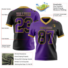 Load image into Gallery viewer, Custom Black Purple-Old Gold Mesh Authentic Gradient Fashion Football Jersey