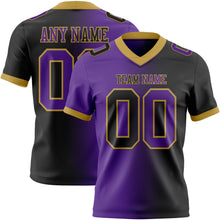 Load image into Gallery viewer, Custom Black Purple-Old Gold Mesh Authentic Gradient Fashion Football Jersey