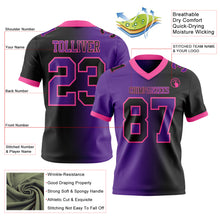 Load image into Gallery viewer, Custom Black Purple-Pink Mesh Authentic Gradient Fashion Football Jersey