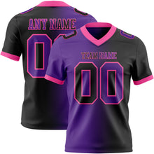 Load image into Gallery viewer, Custom Black Purple-Pink Mesh Authentic Gradient Fashion Football Jersey