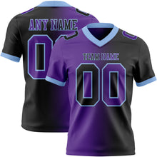 Load image into Gallery viewer, Custom Black Purple-Light Blue Mesh Authentic Gradient Fashion Football Jersey
