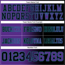 Load image into Gallery viewer, Custom Black Purple-Teal Mesh Authentic Gradient Fashion Football Jersey