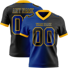 Load image into Gallery viewer, Custom Black Royal-Gold Mesh Authentic Gradient Fashion Football Jersey