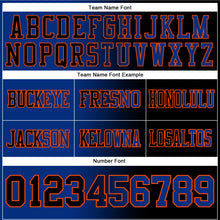 Load image into Gallery viewer, Custom Black Royal-Orange Mesh Authentic Gradient Fashion Football Jersey
