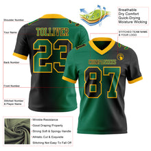 Load image into Gallery viewer, Custom Black Kelly Green-Gold Mesh Authentic Gradient Fashion Football Jersey