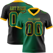 Load image into Gallery viewer, Custom Black Kelly Green-Gold Mesh Authentic Gradient Fashion Football Jersey
