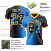 Load image into Gallery viewer, Custom Black Powder Blue-Gold Mesh Authentic Gradient Fashion Football Jersey