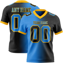 Load image into Gallery viewer, Custom Black Powder Blue-Gold Mesh Authentic Gradient Fashion Football Jersey