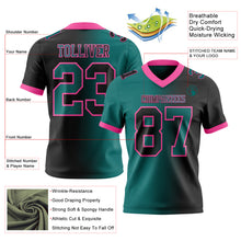 Load image into Gallery viewer, Custom Black Teal-Pink Mesh Authentic Gradient Fashion Football Jersey