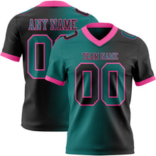 Load image into Gallery viewer, Custom Black Teal-Pink Mesh Authentic Gradient Fashion Football Jersey