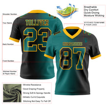 Load image into Gallery viewer, Custom Black Teal-Gold Mesh Authentic Gradient Fashion Football Jersey