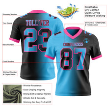 Load image into Gallery viewer, Custom Black Sky Blue-Pink Mesh Authentic Gradient Fashion Football Jersey