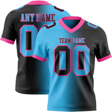 Load image into Gallery viewer, Custom Black Sky Blue-Pink Mesh Authentic Gradient Fashion Football Jersey