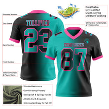 Load image into Gallery viewer, Custom Black Aqua-Pink Mesh Authentic Gradient Fashion Football Jersey