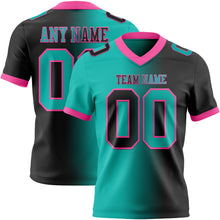Load image into Gallery viewer, Custom Black Aqua-Pink Mesh Authentic Gradient Fashion Football Jersey