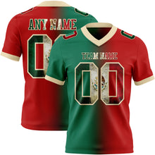 Load image into Gallery viewer, Custom Red Vintage Mexican Flag Kelly Green-Cream Mesh Authentic Gradient Fashion Football Jersey