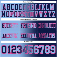 Load image into Gallery viewer, Custom Navy Light Blue-Pink Mesh Authentic Gradient Fashion Football Jersey