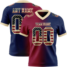 Load image into Gallery viewer, Custom Navy Vintage USA Flag Maroon-Cream Mesh Authentic Gradient Fashion Football Jersey
