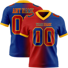Load image into Gallery viewer, Custom Royal Red-Gold Mesh Authentic Gradient Fashion Football Jersey