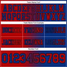 Load image into Gallery viewer, Custom Royal Red-Black Mesh Authentic Gradient Fashion Football Jersey