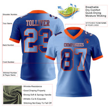 Load image into Gallery viewer, Custom Royal Light Blue-Orange Mesh Authentic Gradient Fashion Football Jersey