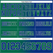 Load image into Gallery viewer, Custom Royal Kelly Green-Gray Mesh Authentic Gradient Fashion Football Jersey