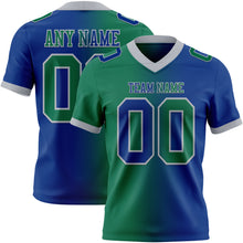 Load image into Gallery viewer, Custom Royal Kelly Green-Gray Mesh Authentic Gradient Fashion Football Jersey