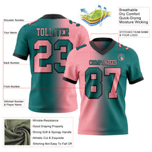 Load image into Gallery viewer, Custom Teal Medium Pink-Black Mesh Authentic Gradient Fashion Football Jersey