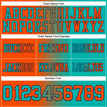 Load image into Gallery viewer, Custom Aqua Orange-Navy Mesh Authentic Gradient Fashion Football Jersey