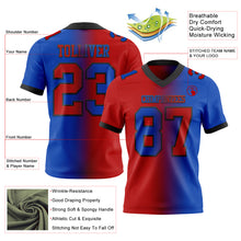 Load image into Gallery viewer, Custom Thunder Blue Red-Black Mesh Authentic Gradient Fashion Football Jersey