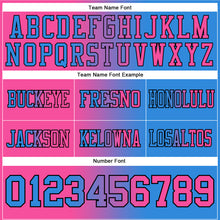 Load image into Gallery viewer, Custom Powder Blue Pink-Black Mesh Authentic Gradient Fashion Football Jersey